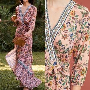 FARM RIO Clara Wrap Floral Dress SIZE LARGE